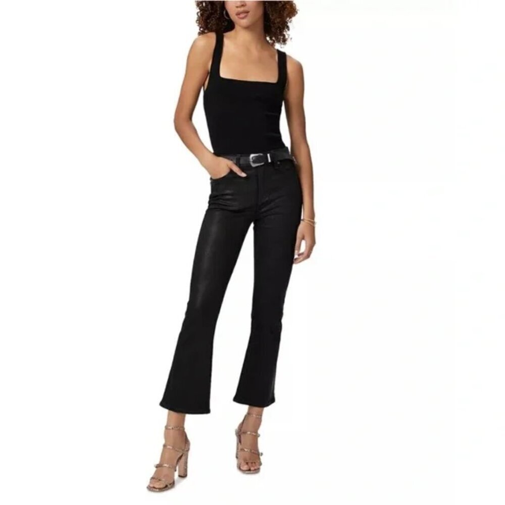 Paige Claudine Kick Flare in Black Fog Luxe Coating